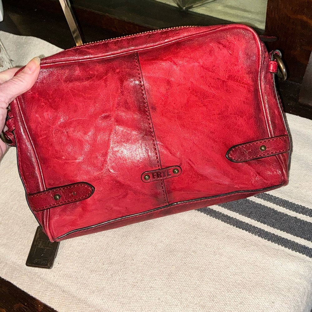 NWOT Frye Leather Cameron Crossbody Clutch Bag Burnt Red Hangtag MSRP $398 - Picture 4 of 16